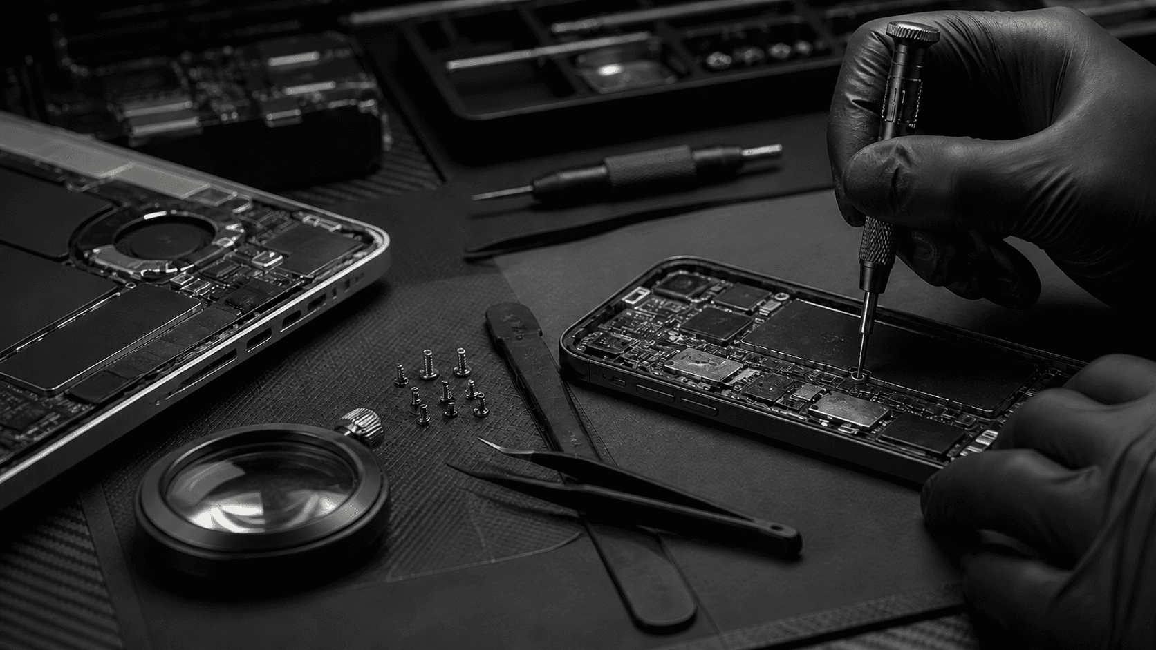 Precision device repair at the Mobitron workbench