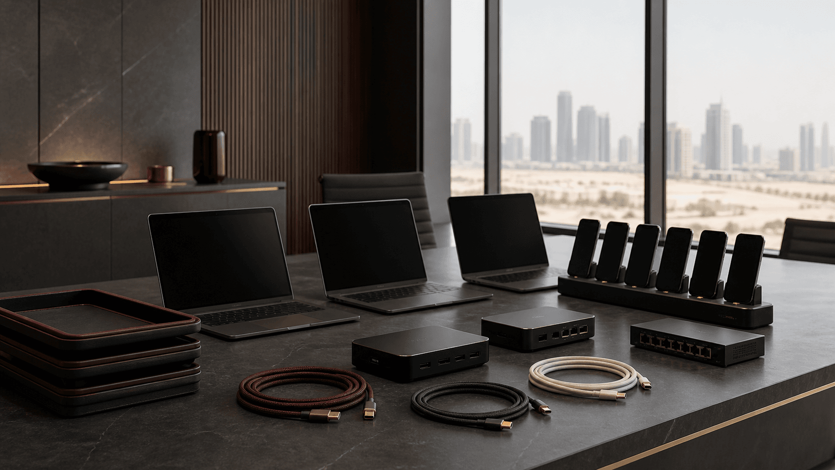 Business devices prepared for a company deployment in Doha